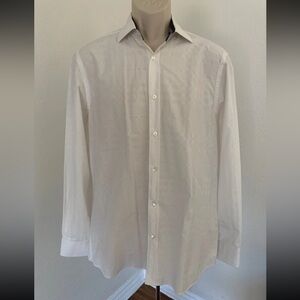 BURBERRY LONDON Mens Dressy Shirt White Button Down Nova Check Long Sleeve Sz L